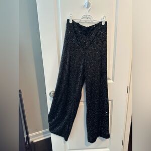 Banana republic full length black sequined wide leg pants.